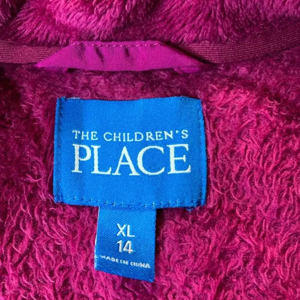 Children’s Place‎ dark pink fuzzy fleece jacket 14